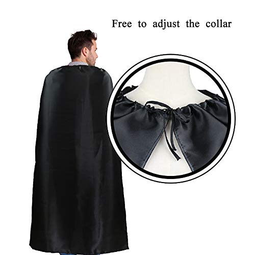 D.Q.Z Superhero Cape for Adult with Mask Men Women Super Hero Party (Black)