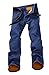Plaid&Plain Men's Fleece Lined Relaxed Fit Winter Thermal Warm Straight Jeans