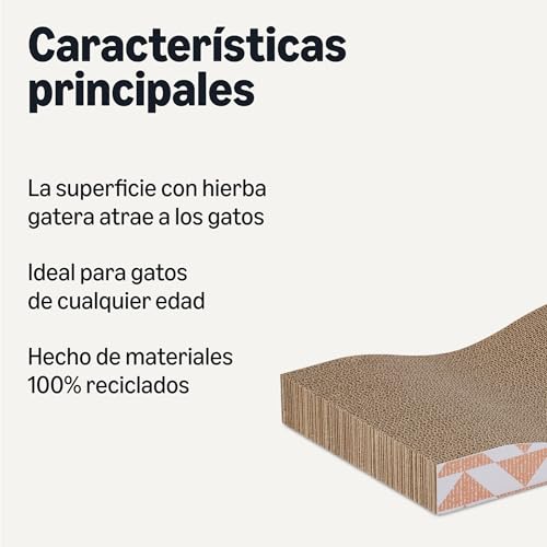 Rascador para Gatos, Rascador para Gatos de Interior con Hierba Gatera, una Sola Capa con Curva, 41,9 x 20,6 x 4,1 cm, Paquete de 2