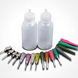 Multi Purpose Precision Applicator Super Assortment Set with Two 1 Oz Bottles and 16 Tips for Henna, Art & Crafts