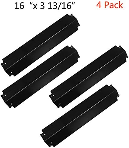 SUONA PT-21 Gas Grill Heat Plate Shield, Flame Tamer Burner Cover, Porcelain Steel Heat Tent, BBQ Replaement Parts for Charbroil, Kenmore, Thermos Barbeque Grill Models, 16 x 3 13/16 inch, 4-Pack