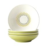 Rachael Ray Dinnerware Circles and Dots Collection 4-Piece Stoneware Fruit Bowl Set, Print