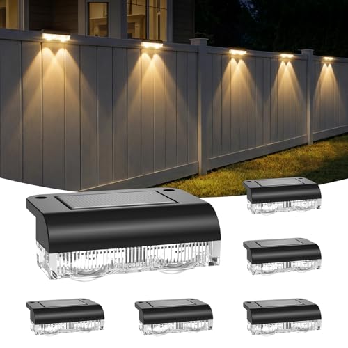 A.bigwhale Solar Outdoor Wall Light, Solar Fence Lights for Outdoor Fence, Pack of 6 Waterproof Solar Lights for Outdoor, Garden, Wall, Balcony, Terrace, Staircase