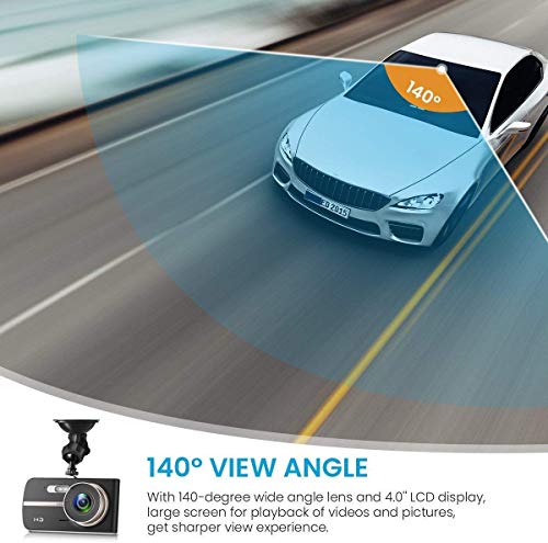 Dash Camera 1080P, EIVOTOR Car Camera DVR 4 Inch LCD Screen Full HD 140 ° Dual DashCam Front Rear Wide Angle Car Recorder with G-Sensor Night Vision Motion Detection WDR Parking Monitor Loop Recording