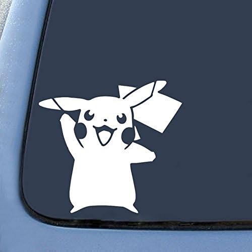 1 X Pokemon White Sticker Decal Pikachu Card Game White Car Window Wall Macbook Notebook Laptop Sticker Decal by sabaisabaishop
