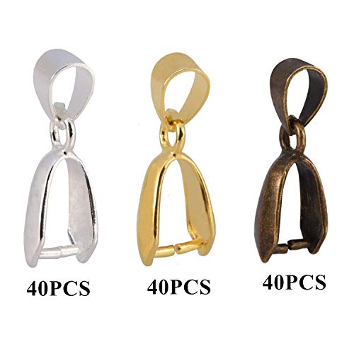 PHAETON 120PCS Jewelry Making Supplies Beads Metal Clip Buckle Beads Bead Pendant Connector Pinch for Jewelry Making Buckles Charm Connection