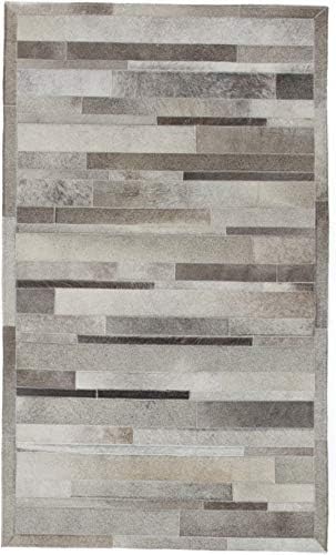 Solo Rugs Cowhide Shire One of a Kind Hand Woven Area Rug, Xanadu Grey, 3' 1" x 5' 1"