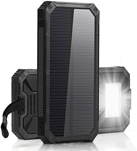 Solar Chargers 30,000mAh, Dualpow Portable Dual USB Solar Battery Charger External Battery Pack Phone Charger Power Bank with Flashlight for Smartphones Tablet Camera (Black)
