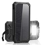 Solar Chargers 30,000mAh, Dualpow Portable Dual USB Solar Battery Charger External Battery Pack Phone Charger Power Bank with Flashlight for Smartphones Tablet Camera (Black)
