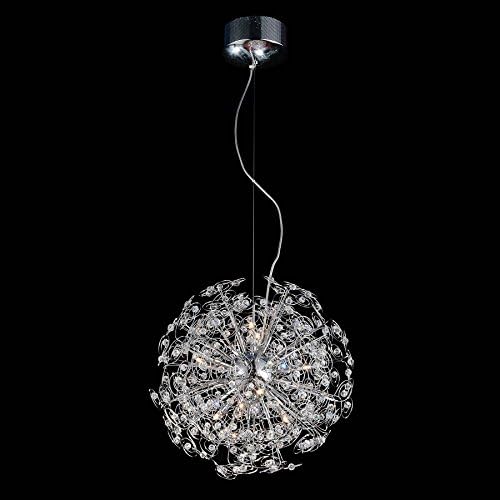 Contempo Collection Modern Chandelier for Living Room Dining Room – 6x K9 Crystal G9 LED / HALOGEN Bulb -Ceiling Lighting Fixture Pendant Chandelier - 58" TALL, 17"x17" Sphere - SMALL