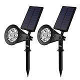 Kealive Solar Lights Outdoor Waterproof Adjustable 180 Degree Solar Panel Lights Sensor Auto On for Patio Landscape Pathway, Black, 2-Pack