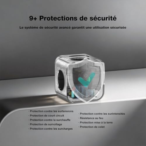 VEFVE Chargeur Rapide USB C 70W, Prise Multiprise Cube 7-en-1 avec Interrupteur, Technologie GaN III, Compatible Ordinateurs Portables, Tablettes et Smartphones