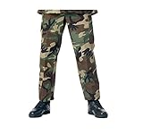 Camouflage Military BDU Pants, Army Cargo Fatigues (Woodland Camouflage, Size X-Large)