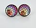 Summerfield Collection Antiqued Gold-tone Metallic Mermaid Scale Stud Earrings 12mm (Hot Pink AB)