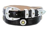 Presidential Gold Star Western Golf Concho Black Dress Belt for Men