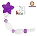 3-Pacifier Clip Teether Toy - Baby Girl or Boy Star Beaded Silicone Teething Toy and Pacifier Clip - Lavender Purple White Color - Greeting Card Included for Baby Gifts