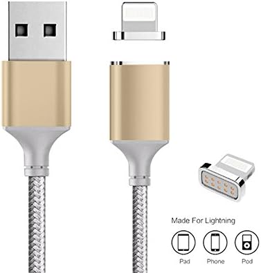 Magnetic Charging Cable Durable Lightning Reversible USB Fast Charging and Data Sync 3.11ft 2.4A With Indicator LED Light For iPhone/iPad by Lakey (gold)