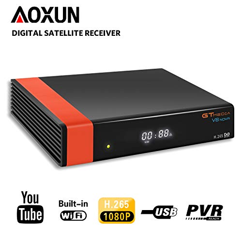 GT Media V8 Nova DVB-S2 Satellite Decoder Digital TV Receiver with Built-in Wi-Fi/SCART / 1080P Full HD/FTA Support CCcam, PVR Ready, Newcam, YouTube, PowerVu Dre Biss Key by Aoxun (The Best Fta Receiver)