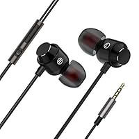 Stereo Headset,Sacow 3.5mm Magnetic Metal in Ear Microphone Headset Super Bass Music Earphone (Black)