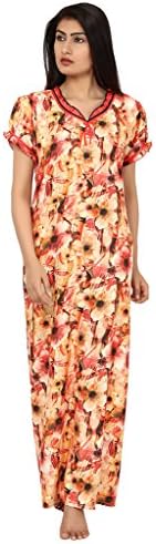 Saashiwear Women's Nightgown Cotton Printed Embroidered Ethnic Indian Maxi Kaftan