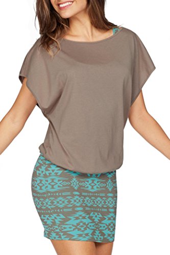 Jusfitsu Women Summer Outfits 2 Piece Dresses Casual Loose Shirt Top Print Bodycon Mini Tank Dress Off Shoulder Khaki S