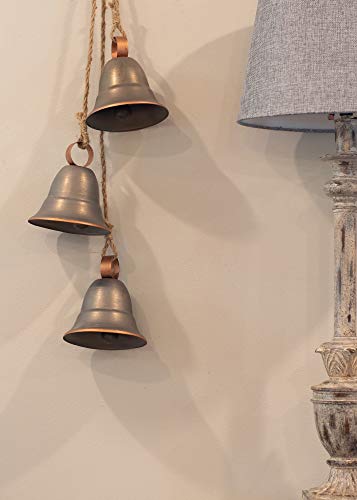 Melrose 3 Gray Decorative Hanging Bells on Rope Ornament - Thumbnail 2