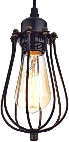 Awon AW161113 - Industrial Edison Hanging Lamps Ceiling Light Oil Rubbed Bronze Metal Caged Pendant Lights (1-Pack)
