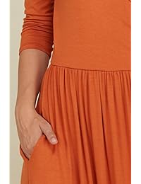 Annabelle - Vestido para mujer, cuello en V, tejido sólido, elástico, cintura, con bolsillos, S-3XL