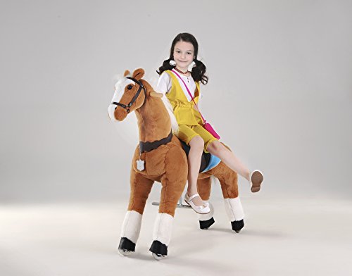 UFREE Large Mechanical Rocking Horse Toy, Bounce up and Down, Ride on Walking Pony for Children 6 Years to Adult ( White Mane and Tail, Height 44 Inch)