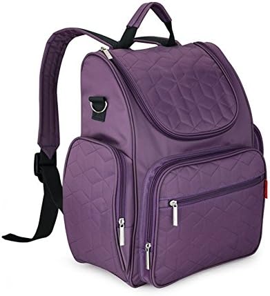 Baby 9 Pockets Diaper Backpack with Changing Pad and Stroller Straps, Large Multi-function Backpack for Baby Care (iris purple)