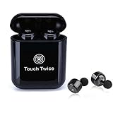 AS X3T+ Wireless Bluetooth Earbuds Full Touch Dual Stereo Earphones, in-Ear Headset Mic, Portable Mini Charging Case Included (Black)
