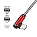 USB Type C Cable Certified, MIUOLV USB C Fast Charger Cable 2 Pack 10ft 90 Degree Nylon Braided Quick Charging Sync Cord for Samsung Galaxy S9 S8 Note 9, Moto Z2 G6, Red Grey