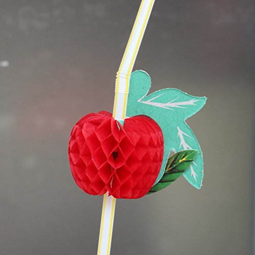 100 pcs Fruit Straws Umbrella Straws Party Disposable Straws Table Decor Tropical Drinks for Cocktail Soft Drinks Hawaiian Luau Party Supply - Thumbnail 2