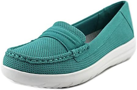 Clarks Women's Jocolin Maye Penny Loafer,Turquoise Perforated Textile,US 10 W
