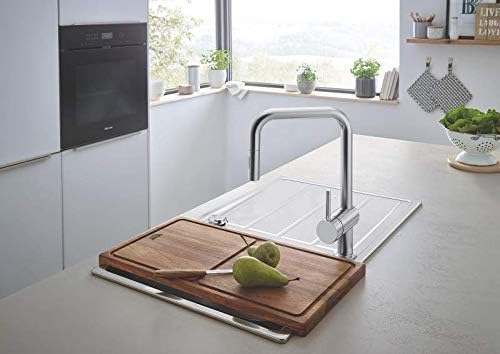 GROHE Minta, Single Lever Kitchen Mixer Tap with Pull-Out Spray (2 Spray Options, High U-Spout, 360° Swivel Range - Image 4