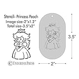 Stencil- Princess Peach, 2x1.2 Inch Image on 3.5x2 Border, Size 1