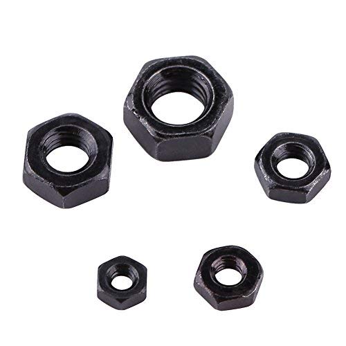 Hilitand 100pcs Metric Thread Hex Hexagonal Nuts M2-M5 Zinc Plated Carbon Steel Hex Nuts Kits for Machine Fastener,Black (M2)