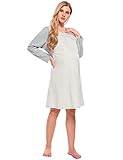 Aimado Women’s Maternity Nursing Nightgown Long Sleeve Cotton Breastfeeding Nightdress S-XXL