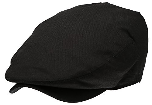 Men's Collection Cotton Ivy Flat Cap Gatsby Newsboy Hat (Black )