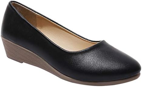 Women Pumps High Heels - Ladies Office Dress Shoes Wedge Heel Round Toe Platform Loafer Flats Moccasin Comfy Soft Leather Oxfords Casual Lightweight (Shoes is Smaller)