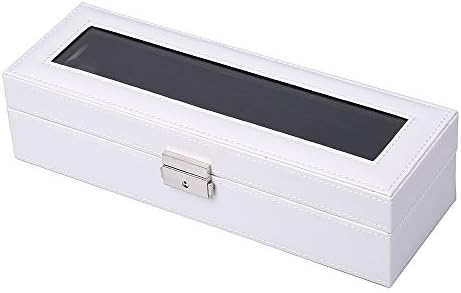 Watch Jewellery Display Storage Boxes Case Organiser for Watches, Cufflinks and Rings Faux Leather with Glass Lid and Pillows Holders for Mens Womens Ladies, Lockable