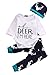 Newest Newborn Baby Kids Boys Girls Deer T-Shirt Tops+Pants Outfits Sets (12-18 Months, White&Dark Blue)