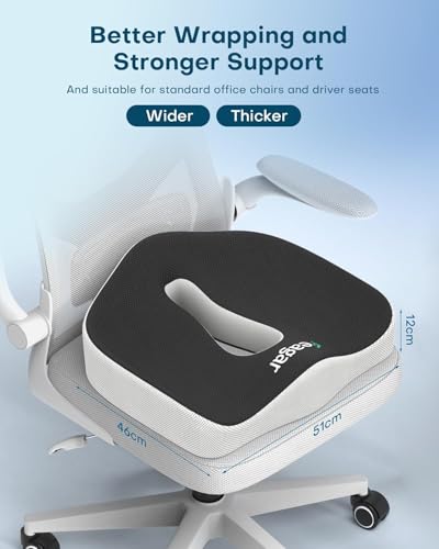 Feagar Large Office Chair Cushion: Ergonomic Chair Cushions, Non-Slip XXL, Relieve Pressure, Comfortable and Soft Orthopaedic Memory Foam Cushion Chair for Hemorrhoids, Car, Gaming Chair