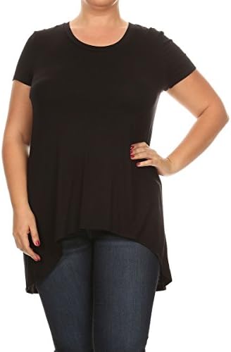 {1013X BAGEL FASHION} WOMEN'S FASHIONABLE SUPER SOFT DOLMAN HI-LOW PLUS SIZE TOP (3X LARGE, BLACK)