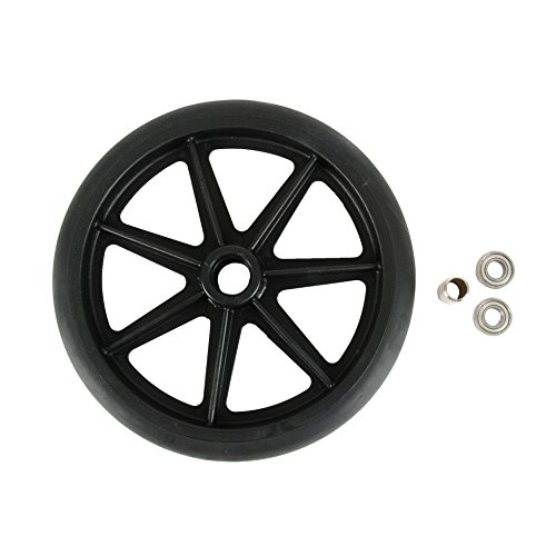 8 inch by 1 inch Black Replacement Wheel for Wheelchairs, Rollators, Walking Frames and More, 8" by 1" Solid Flat Free Black Caster. - Thumbnail 5
