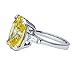 BERRICLE Sterling Silver 3-Stone Canary Yellow Cushion Cut Cubic Zirconia CZ Statement Cocktail Fashion Anniversary Ring for Women, Rhodium Plated 9 Carat Size 4-10