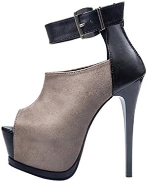 PU Splicing Shoes Boots Sandles Gray US 8