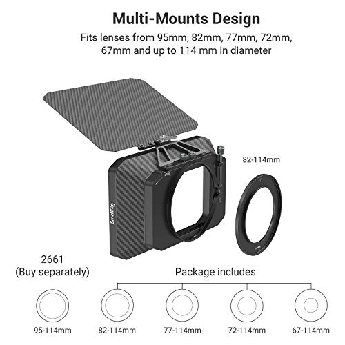 SMALLRIG Lightweight Matte Box for Mirrorless DSLR Cameras Compatible with 67mm/ 72mm/77mm/82mm
