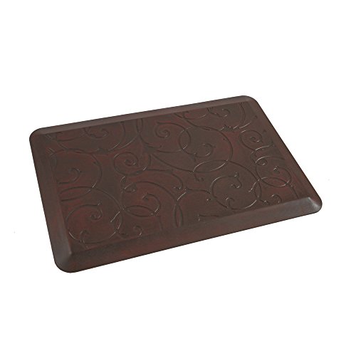 EverGrace Comfort Floor Mat Scroll Pattern Retro PU Anti-fatigue Kitchen Rug for Kitchens Office W20" x L30" x H3/4"(Burgundy)