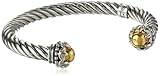 Sterling Silver Twist-Cuff Decorative End Cap Bracelet